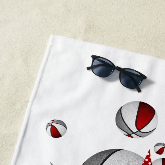 rood grijs basketballen sterren meisjes monogram strandlaken (In situ)
