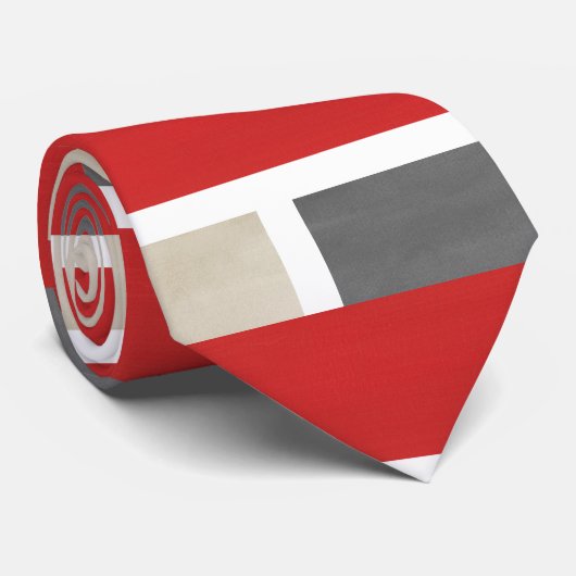 Rood Grijs Beige Modern Stropdas (Opgerold)