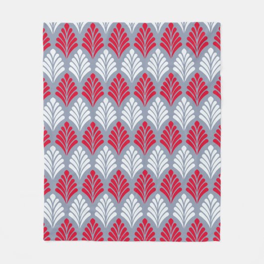 Rood Grijs Blad Vleugel-achtige Veer Geometrisch P Fleece Deken (Voorkant)