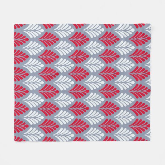 Rood Grijs Blad Vleugel-achtige Veer Geometrisch P Fleece Deken (Voorkant (Horizontaal))