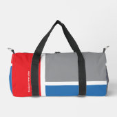 Rood, grijs, blauw en uw tekst, driekleurig plunjezak (Voorkant)