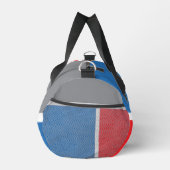 Rood, grijs, blauw en uw tekst, driekleurig plunjezak (Rechts)
