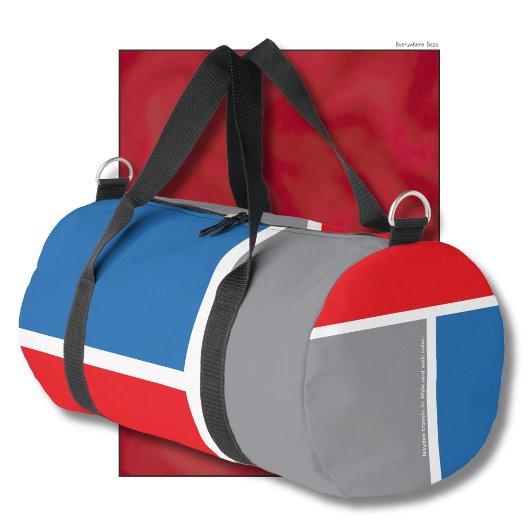 Rood, grijs, blauw en uw tekst, driekleurig plunjezak