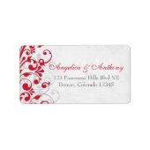 Rood Grijs Bloemen Bruiloft Retouradres Labels (Voorkant)