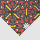 Rood Grijs Bloemen Folk Art Etnisch Geometrisch Pa Tissuepapier (Detail)