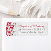 Rood Grijs Bloemen Mini Bruiloft Retouradres Label (Insitu)