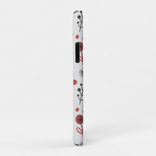 Rood grijs bloemenpatroon Plant gepersonaliseerd Case-Mate iPhone Case (Achterkant/rechts)