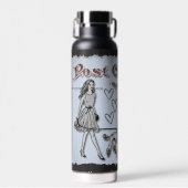 Rood Grijs  Briefkaart Vrouw en Poedel Liefde Waterfles (Voorkant)