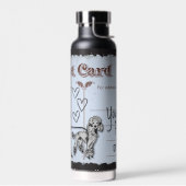 Rood Grijs  Briefkaart Vrouw en Poedel Liefde Waterfles (Links)