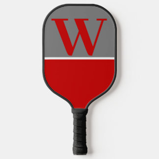 Rood & Grijs College Team Kleuren Monogram Pickleball Paddle