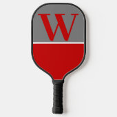 Rood & Grijs College Team Kleuren Monogram Pickleball Paddle (Achterkant)