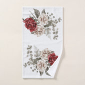 Rood Grijs & Cream Boho Bloem Boeket Bad Handdoek (Handdoek)