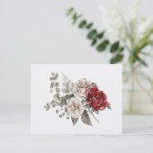 Rood Grijs & Cream Boho Bloem Boeket Briefkaart (Staand voorkant)