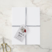 Rood Grijs & Cream Boho Bloem Boeket Bruiloft Cadeaulabel (Met Touw)