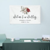 Rood Grijs & Cream Boho Bloem Boeket Bruiloft Spandoek (Beurs)