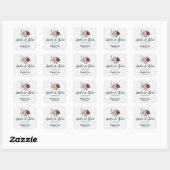 Rood Grijs & Cream Boho Bloem Boeket Bruiloft Vierkante Sticker (Vel)