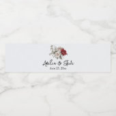 Rood Grijs & Cream Boho Bloem Boeket Bruiloft Waterfles Etiket (Enkel label)