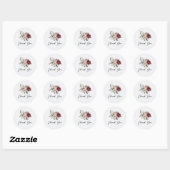 Rood Grijs & Cream Boho Bloem Boeket Dank u Ronde Sticker (Vel)
