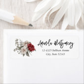 Rood Grijs & Cream Boho Bloem Boeket Etiket (Insitu)