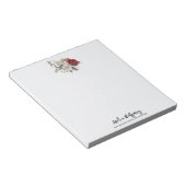 Rood Grijs & Cream Boho Bloem Boeket Notitieblok (Schuin)