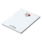 Rood Grijs & Cream Boho Bloem Boeket Notitieblok (Linkerzijde)