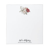 Rood Grijs & Cream Boho Bloem Boeket Notitieblok (Voorkant)