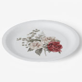 Rood Grijs & Cream Boho Bloem Boeket Papieren Bordje (Gekanteld)