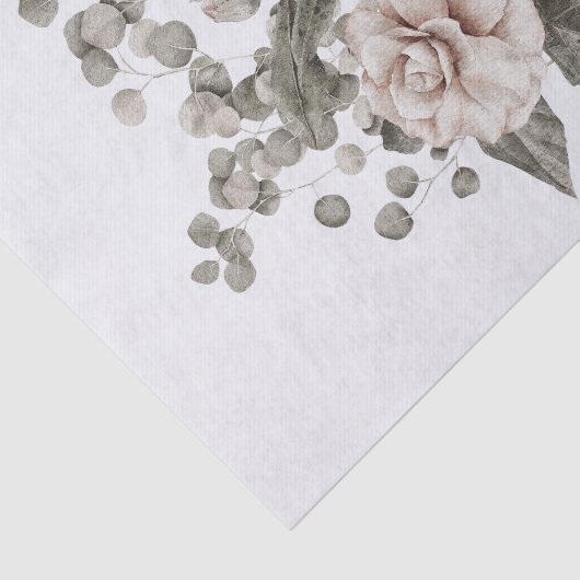 Rood Grijs & Cream Boho Bloem Boeket Tissuepapier (Detail)