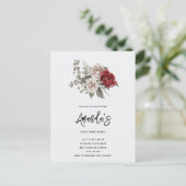 Rood Grijs & Cream Boho Bloem Boeket Verjaardag Uitnodiging Briefkaart (Staand voorkant)