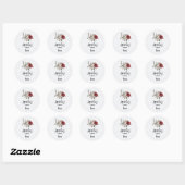 Rood Grijs & Cream Boho Bloemen Kaars Biz Ronde Sticker (Vel)