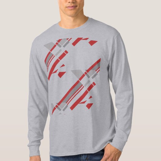 Rood Grijs Diagonale Vormen Zuidwesten Kijk Abstra T-shirt (Voorkant)