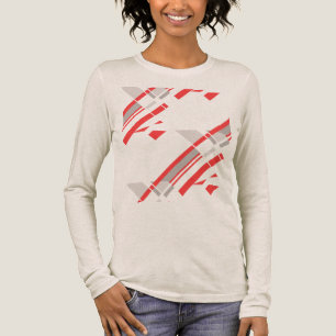 Rood Grijs Diagonale Vormen Zuidwesten Kijk Abstra Tri-Blend Shirt