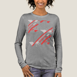 Rood Grijs Diagonale Vormen Zuidwesten Kijk Abstra Tri-Blend Shirt