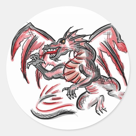Rood grijs draak stickers (Voorkant)