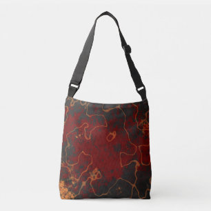Rood, grijs en oranje Abstract Crossbody Tas