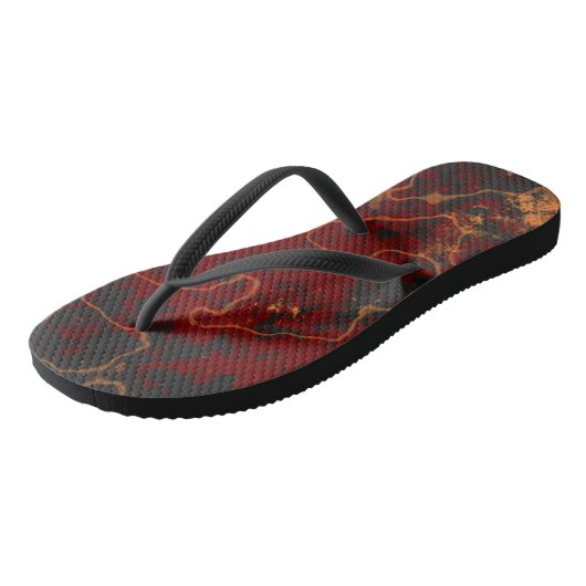 Rood, grijs en oranje Abstract Teenslippers (Schuin)