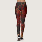 Rood, grijs en sinaasappel Abstract Leggings (Achterkant)