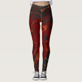 Rood, grijs en sinaasappel Abstract Leggings (Voorkant)