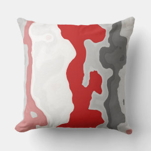 Rood, Grijs en Wit Abstract Kussen