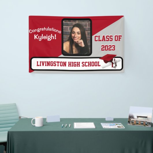 Rood, grijs en wit Afstuderen Spandoek (Beurs)