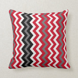 Rood, grijs en wit Chevron Kussen