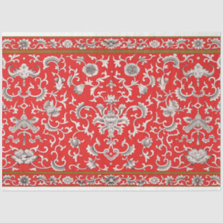 Rood, grijs en wit floraal decoupage papier