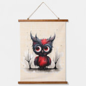Rood Grijs en Zwart Abstract Duivelsvogel Hangend Wandkleed (Voorkant)