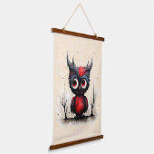 Rood Grijs en Zwart Abstract Duivelsvogel Hangend Wandkleed (Gebogen)