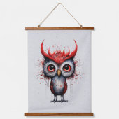 Rood Grijs en Zwart Abstract Mad Bird Hangend Wandkleed (Voorkant)