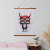 Rood Grijs en Zwart Abstract Mad Bird Hangend Wandkleed (Slaapkamer)