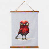 Rood Grijs en Zwart Abstract Mad Bird Hangend Wandkleed (Voorkant)