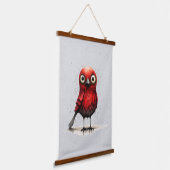 Rood Grijs en Zwart Abstract Mad Bird Hangend Wandkleed (Gebogen)