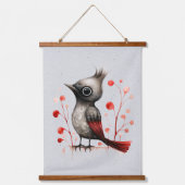 Rood Grijs en Zwart Abstract Mad Bird Hangend Wandkleed (Voorkant)