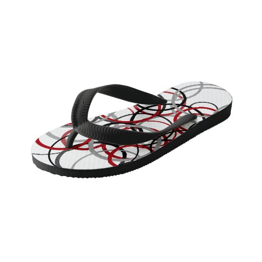 Rood, grijs en zwart kinder teenslippers (Schuin)